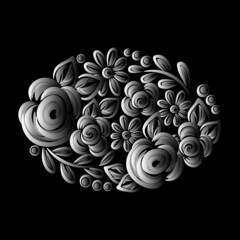 floral folk style beauty flowers rose black and white gradient