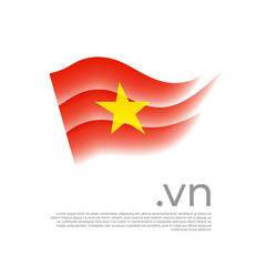 Vietnam flag. Colored stripes of the vietnamese flag on a white background. Vector stylized design of national poster with vn domain, place for text. State patriotic banner of vietnam, cover