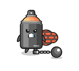 Character mascot of spray paint as a prisoner