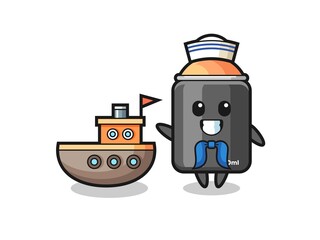 Character mascot of spray paint as a sailor man