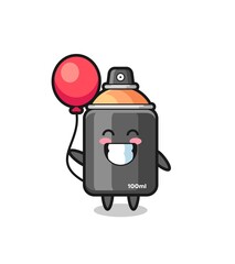 spray paint mascot illustration is playing balloon