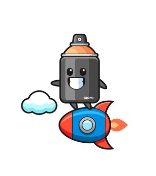 spray paint mascot character riding a rocket