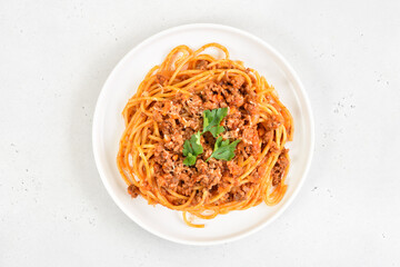 Spaghetti bolognese pasta on plate