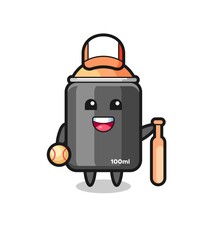 Cartoon character of spray paint as a baseball player