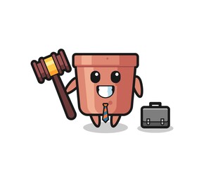 Illustration of flowerpot mascot as a lawyer