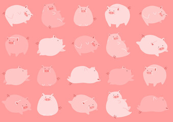 豚の柄　ピンク