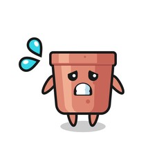 flowerpot mascot character with afraid gesture