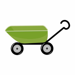 Wheelbarrow for the garden on wheels, color isolated vector illustration
