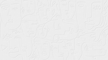 Abstract face line drawing on a white background design resource