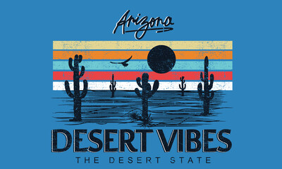 Cactus desert vector design. Arizona vibes artwork for apparel and others. Desert traveling graphic print.  © riaz