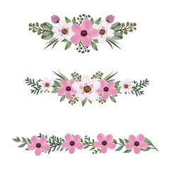 arrangement of pink watercolor flower for greeting and wedding card
