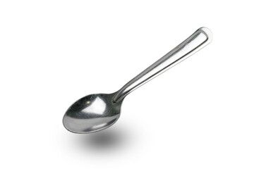 Silver spoon photo stacking isolated on white background with clipping path.