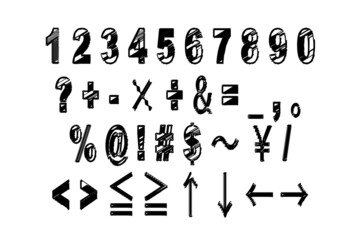 落書き風の数字と記号のフォント