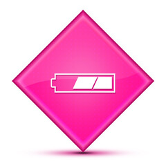 2 third charged battery icon isolated on special pink diamond button illustration