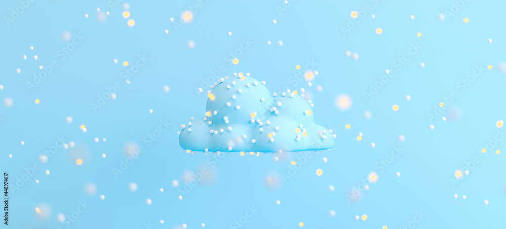 Aufkleber minimal creative background for christmas and winter holiday concept. blue cloud with snow falling o