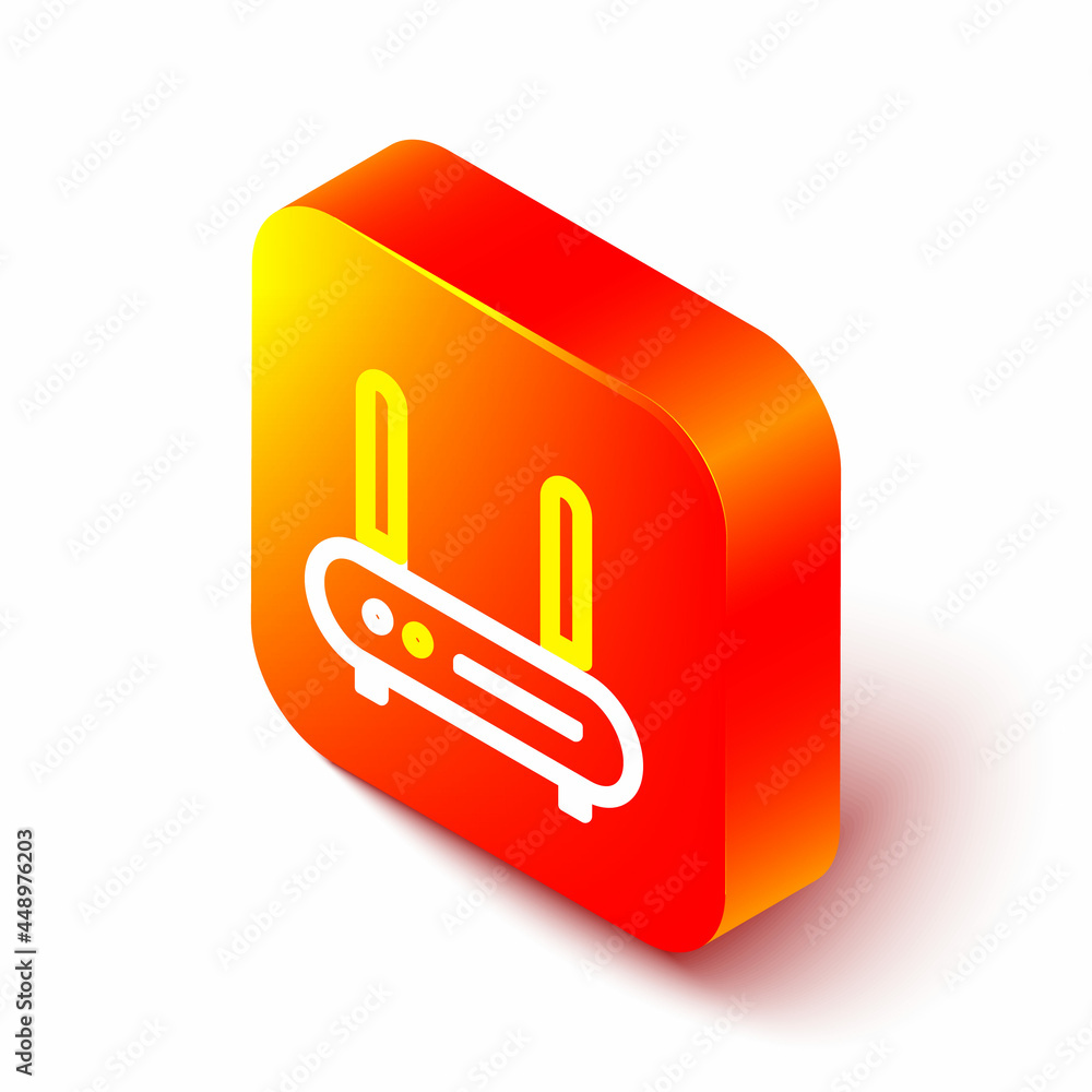 Aufkleber isometric line router and wi-fi signal icon isolated on white background. wireless ethernet modem ro