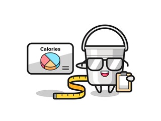 Illustration of metal bucket mascot as a dietitian