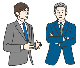 ベテラン社員に相談する若いビジネスマン
