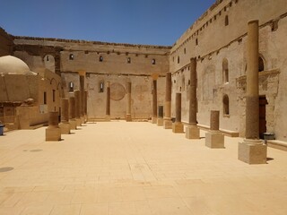 Columns and walls of Red Monastery at Sohag, Egypt