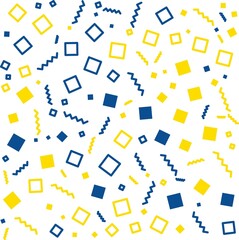 Yellow and blue geometric squares, zigzag background. Abstract pattern background. Shapes pattern. Colorful wrapping paper.