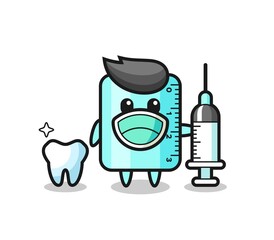 Mascot character of ruller as a dentist