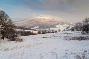 A view of the Bieszczady peaks from the Wyżna Pass, the Bieszczady Mountains