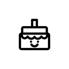 Smiling Cake Food Vegetable Snack Yummy Monoline Symbol Icon Logo for Graphic Design UI UX and Website