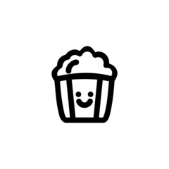 Smiling Popcorn Food Vegetable Snack Yummy Monoline Symbol Icon Logo for Graphic Design UI UX and Website