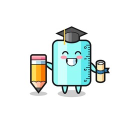 ruller illustration cartoon is graduation with a giant pencil