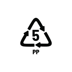 Recycling icon for plastic. Recycling symbol PP 5, vector illustration.