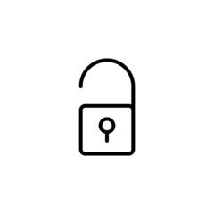 Unlock Padlock Key Technology Gadget Vector Logo Monoline Icon Symbol for Graphic Design UI UX or Website