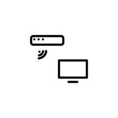 Fototapeta na wymiar Wireless Connection Technology Gadget Vector Logo Monoline Icon Symbol for Graphic Design UI UX or Website