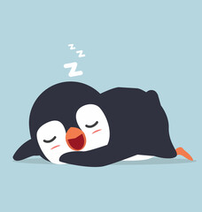 Cute little penguin sleep doodle cartoon