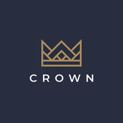Premium gold crown logo icon design. Royal king symbol. Luxury brand sign. Vector illustration.