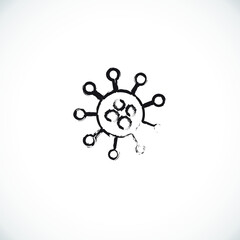 Virus icon illustration vector sign symbol, covid-19 virus or corona. Virus concept. Bacteria and germs, microorganism disease causing, cell cancer, microbe, virus, fungi.