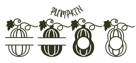 Monochrome vertical pumpkins with horizontal empty frame and with a hole for text.