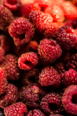 Fresh organic ripe raspberry - forest fruit