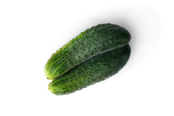 Twin cucumber isolated on white background.