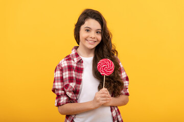 sweet tooth. yummy. happy girl hold lollipop. lollipop child. hipster kid hold lollypop.