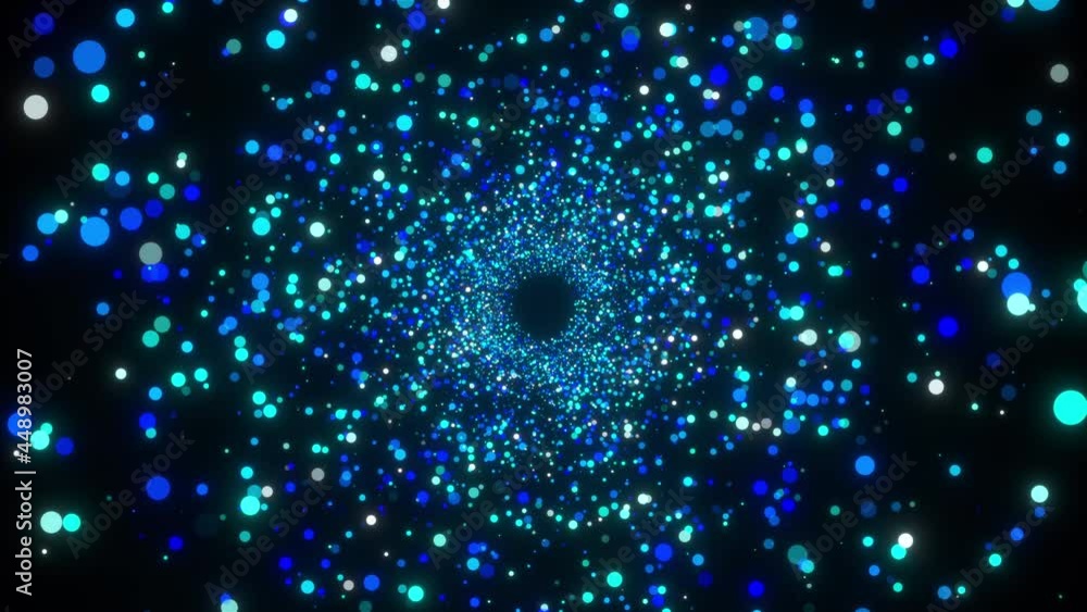 Poster tunnel of sparkling particles. 3d rendering abstract space, computer generated backdrop
