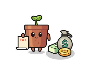 Character cartoon of plant pot as a accountant
