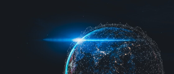 Global connection The best in the world of wireless connections. Best Global Business Internet Ideas from Artificial Intelligence Concept. Map of the planet. Elements of this image furnished by NASA.