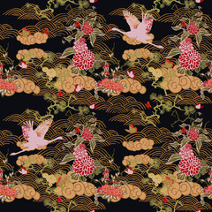 seamless pattern with stork - 448985277
