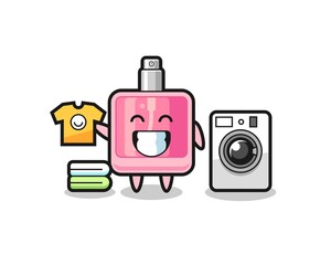Mascot cartoon of perfume with washing machine
