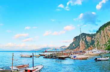 The boats and small yachts in Marina Grande of Capri, Italy