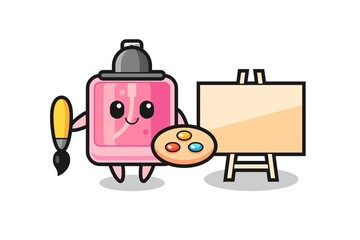 Illustration of perfume mascot as a painter