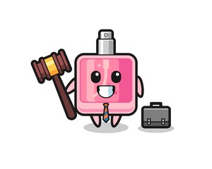 Illustration of perfume mascot as a lawyer