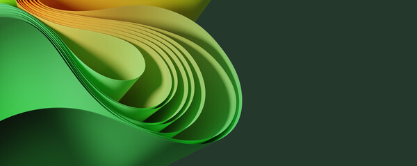 abstract background with curvy elements in green and orange tones - obrazy, fototapety, plakaty