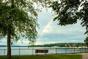 Rainbow over a lake