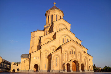 Fototapeta na wymiar The Holy Trinity Cathedral of Tbilisi, also Known as Sameba, Located in Tbilisi, Capital City of Georgia